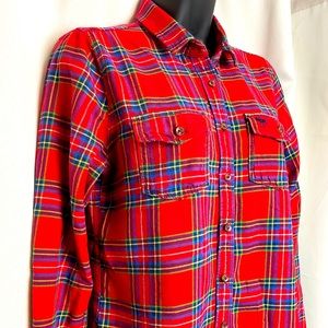 Abercrombie & Fitch | Plaid Flannel Button Down Wood Buttons Logo M Cotton